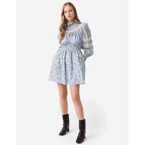 Hunter Bell Ryan Dress Ditsy Blue Floral Lace Smocked Long Sleeve Tuckernuck S